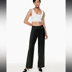 Babaton Black Faux Leather Wide Leg Pull On Pants Size S